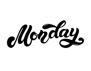 Monday. Day of the week. Hand drawn lettering. Vector illustration. Best for calendar design