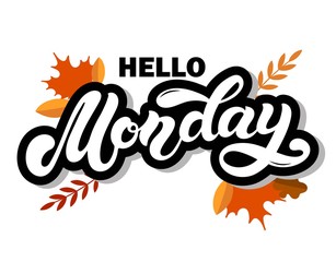 Monday. Day of the week. Hand drawn lettering. Vector illustration. Best for calendar design