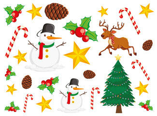 Background design with snowman and christmas tree