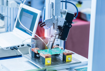 soldering iron tips of automated manufacturing soldering and assembly pcb board