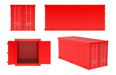 Red shipping freight containers