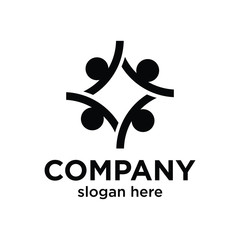 logo or icon four people in black color for community, event or group