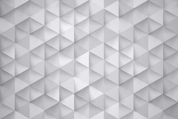 3D Render Science Technology Triangular Pattern White Abstract Background. Three Dimensional Tech Triangle Structure Ultra High Quality Wallpaper