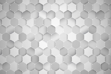 Science Technology Hexagonal Pattern 3D Render White Abstract Background. Ultra High Quality Wallpaper