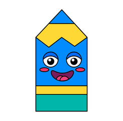 Pencil smiling face vector emoticon icon