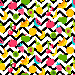 Painted Berries Summer Fruits Mix Seamless Pattern