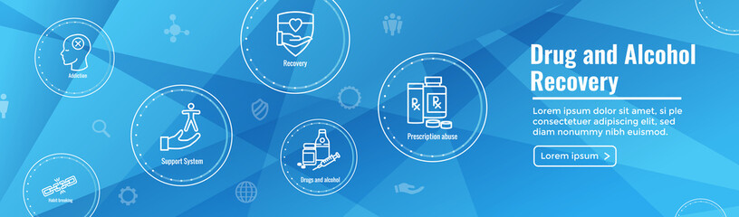 Drug and Alcohol Dependency Icon Set & Web Header Banner