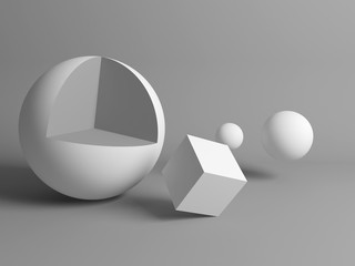 Primitive geometric shapes. 3d rendering