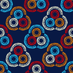 Polka dots seamless pattern. Mosaic of ethnic figures. Patterned texture. Geometric background. Can be used for wallpaper, textile, invitation card, wrapping, web page background.