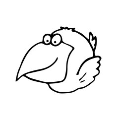 Little bird. Logo. Coloring book vector illustration