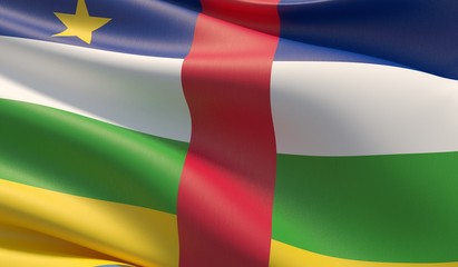 High resolution close-up flag of Central African Republic. 3D illustration.