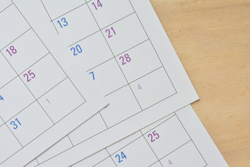 Calendar on a wooden desk 