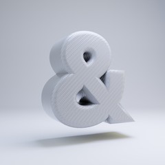 Carbon fiber 3d ampersand symbol. White carbon font isolated on white background.