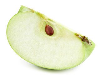 Green apples slice isolated on white