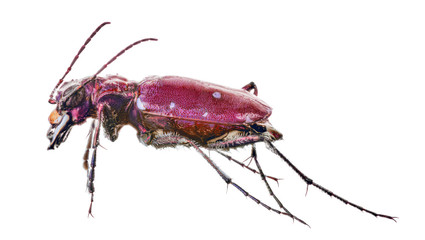 forest red tiger beetle isolated on white