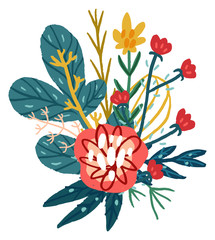 Vector hand drawn floral bouquet.