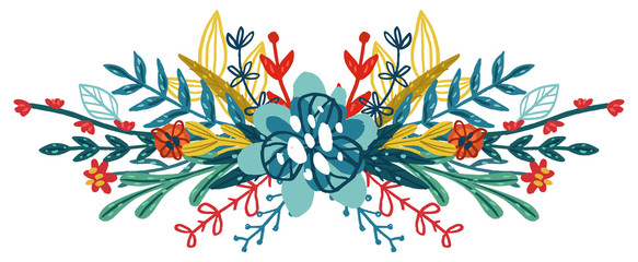 Vector hand drawn floral bouquet.