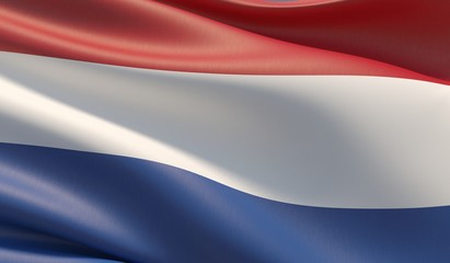High resolution close-up flag of Netherlands. 3D illustration.