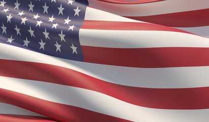 High resolution close-up of American Flag. 3D illustration.