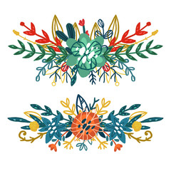 Set of floral bouquets.