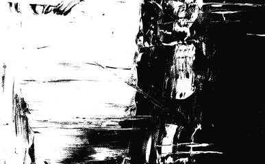 Monochrome composition of irregular graphic elements. Distressed uneven grunge background. Abstract vector illustration. Overlay to create interesting effect and depth. Isolated on white background.