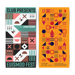 Vertical Flyer template with Abstract Geometric Shape Compositions. Vector illustration.