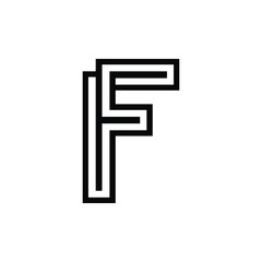 Letter F with line concept for logo or icon