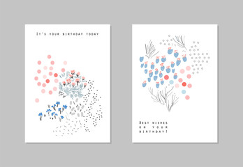 Collection of floral cards. Vector