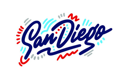 San Diego handwritten city name.Modern Calligraphy Hand Lettering for Printing,background ,logo, for posters, invitations, cards, etc. Typography vector.
