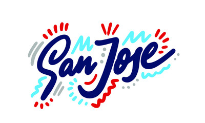 San Jose handwritten city name.Modern Calligraphy Hand Lettering for Printing,background ,logo, for posters, invitations, cards, etc. Typography vector.
