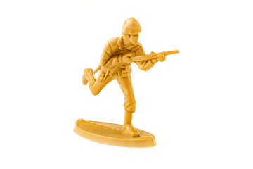 plastic toy soldier isolated on white background.