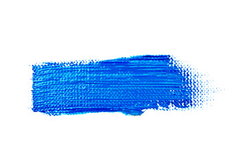 Blue stroke of the paint brush on canvas