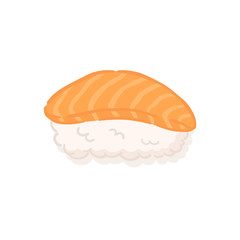 Salmon Fish Nigiri Sushi Japanese Food Vector Illustration Cartoon isolated on white background
