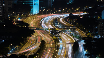 Fototapeta na wymiar Night Traffic in Singapore