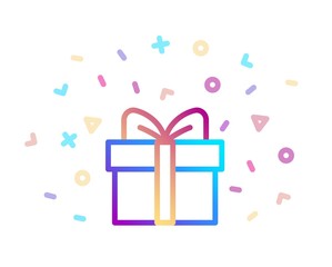 Gift box with bow. Festive symbol with colorful decor