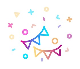 Festive bunting flags. Holiday decorations. Line colorful icon