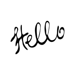 Hello lettering. Handwritten modern calligraphy, brush painted letters. Inspirational text, vector illustration. Template for banner, poster, flyer, greeting card, web design or photo