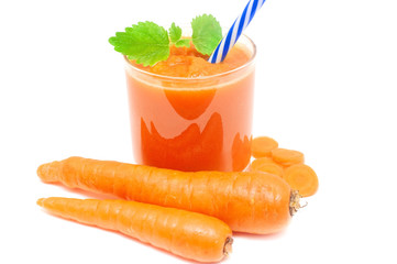 Fresh Carrot Smoothie with Pulp for Detox Body Cleansing and Healthy