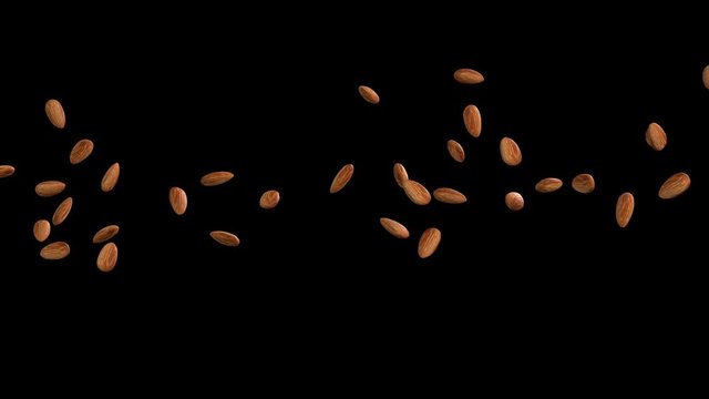 3D animation of a almond flow with alpha layer