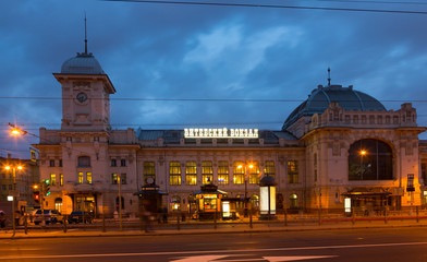 Fototapeta na wymiar Vitebsky railway station at summer night, St. Petersburg