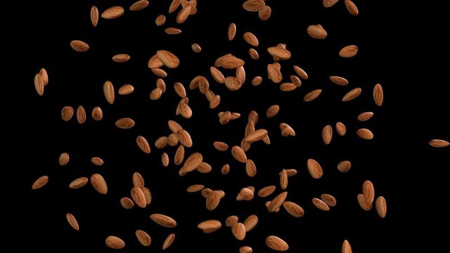 3D animation of a almond flow with alpha layer