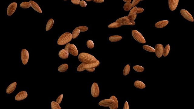 3D animation of a almond flow with alpha layer