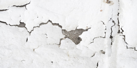 Cracked white wall cement texture background.