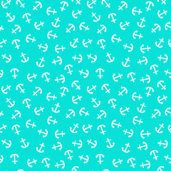 Seamless pattern with white anchors on blue background