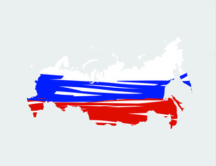 Russia map and flag vector illustration