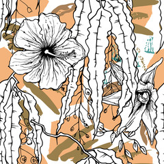 Tropical, animal motif. Black white © Сашка Шаргаева