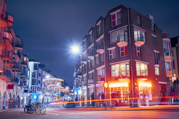 Fototapeta na wymiar Night street with coffeeshops in Amsterdam