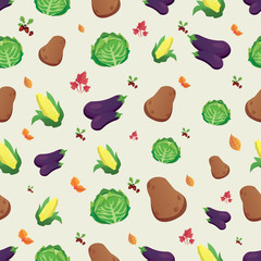 Vegetable seamless pattern. Vegetarian set of farm market products
