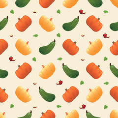 Vegetable seamless pattern. Vegetarian set of farm market products