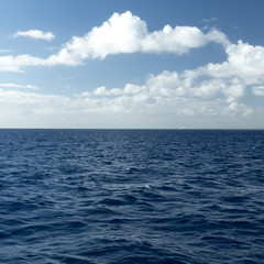 Blue sea and clouds in the tropics of the Caribbean